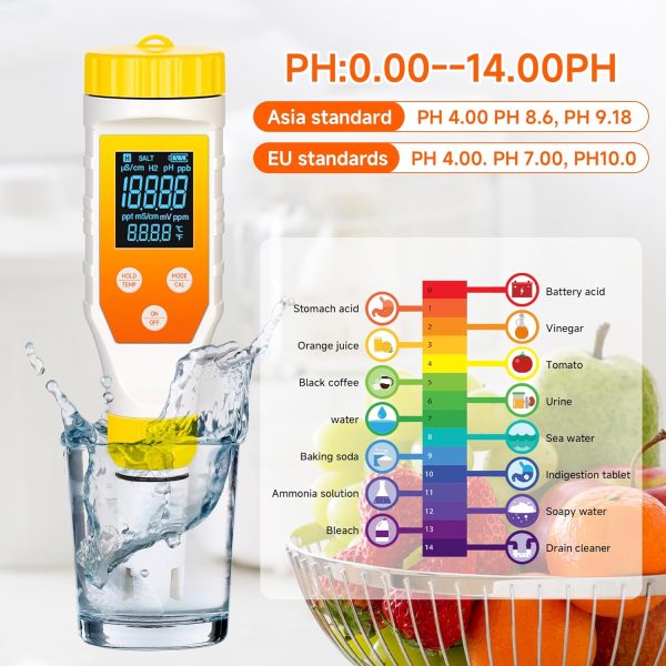 Dewfat Water Tester pH ORP TDS Hydrogen Meter Digital-5