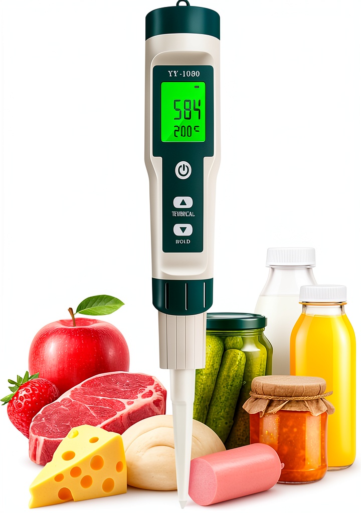 LYCEBELL pH meter displaying pH reading on backlit screen