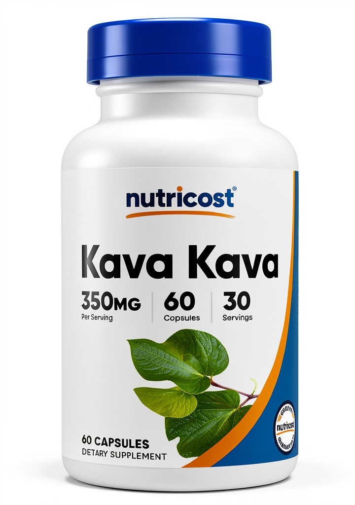 Kava Kava extract capsules displayed on a table