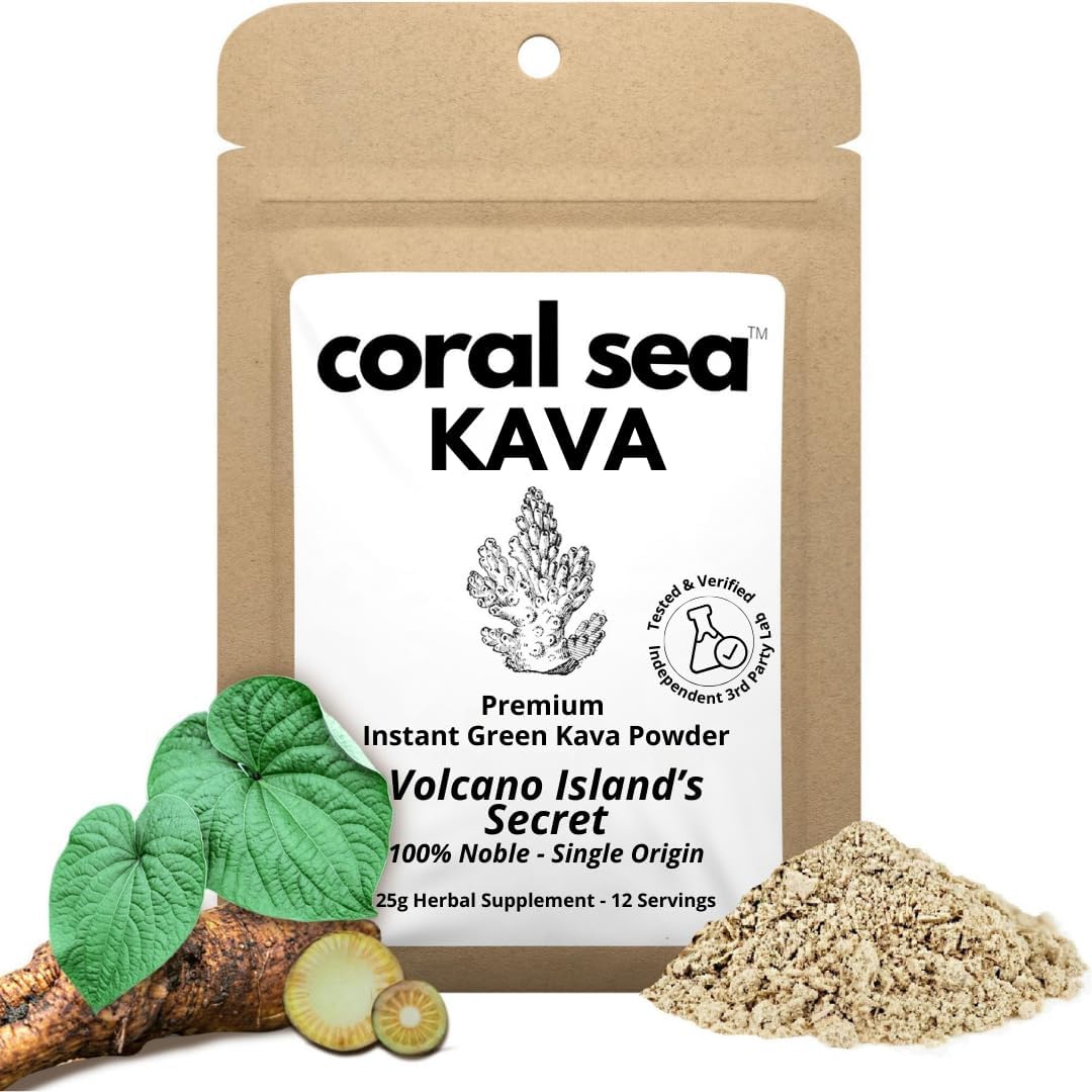 Kelai Kava Tea Powder package with measuring spoon
