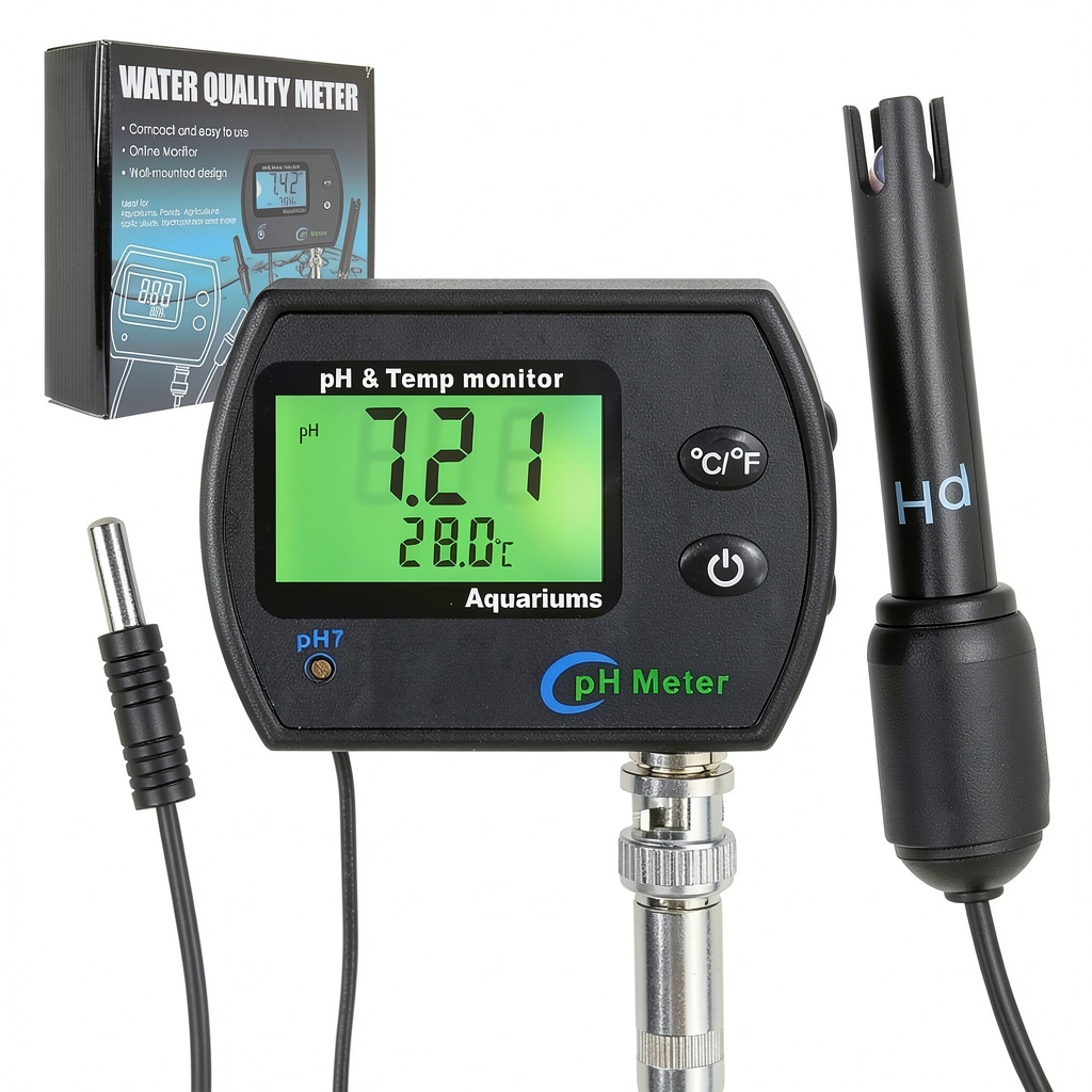 Gain Express pH meter displaying pH and temperature readings on dual screen