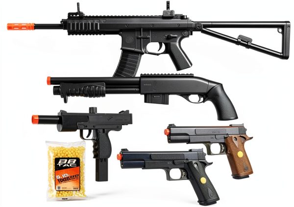 BBTac Desert Raider Airsoft Rifle 6mm Spring-Piston Black 1000-Round-0