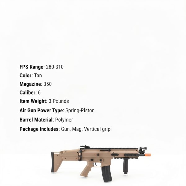 Colt Airsoft Rifle FN SCAR Tan Spring 300FPS 6mm 350‑Round Magazine-6