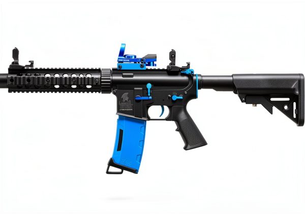 Lancer Tactical LT 15 Airsoft Rifle Black with Blue Accents 130 Rounds-1