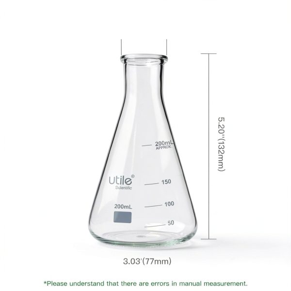Utile 8pcs 200ml Glass Erlenmeyer Flask Set Borosilicate Conical-1