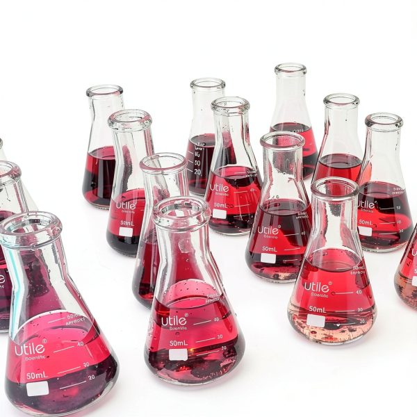 Utile 8pcs 200ml Glass Erlenmeyer Flask Set Borosilicate Conical-6