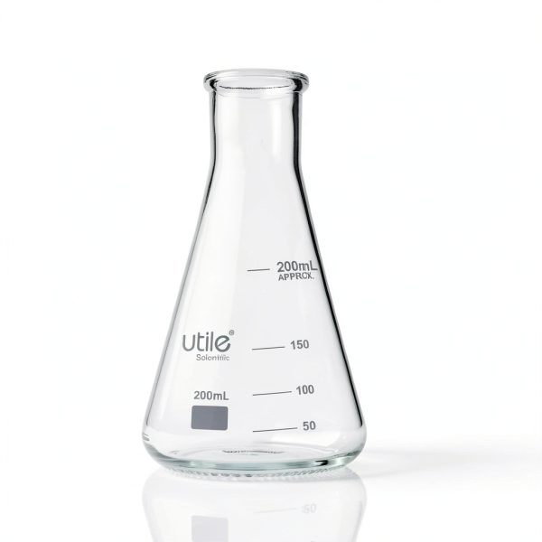 Utile 8pcs 200ml Glass Erlenmeyer Flask Set Borosilicate Conical-2